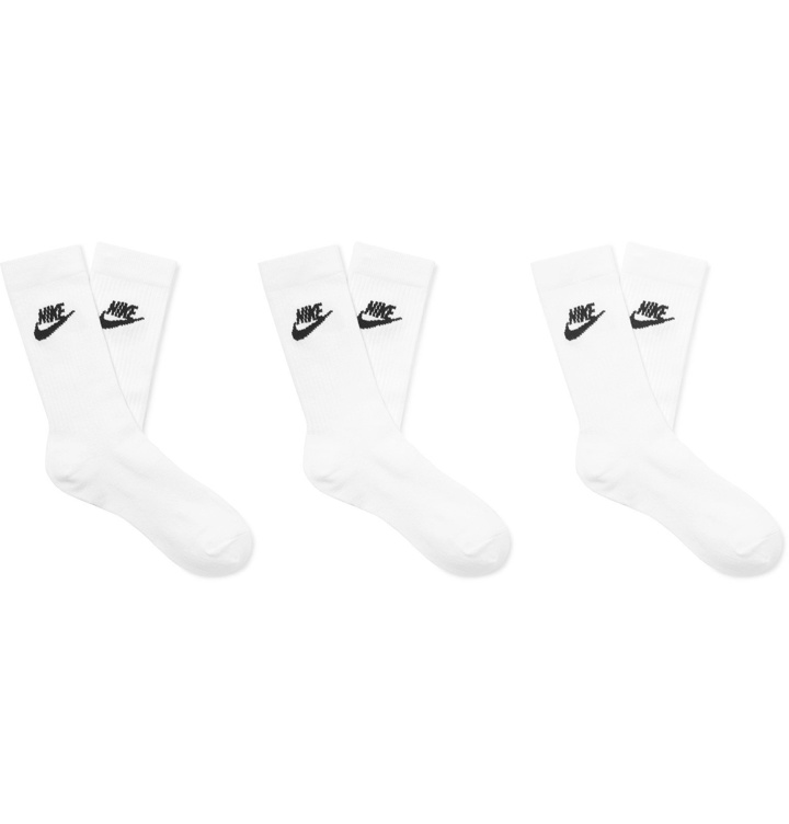 Photo: Nike - Three-Pack Sportswear Cotton-Blend Socks - White