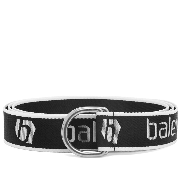 Photo: Balenciaga Men's D-Ring Webbing Belt in Black/L White 