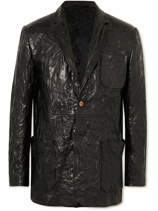 Photo: Acne Studios - Crinkled-Leather Blazer - Black
