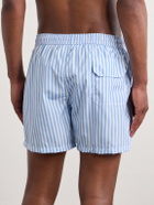Thom Sweeney - Straight-Leg Mid-Length Striped Swim Shorts - Blue