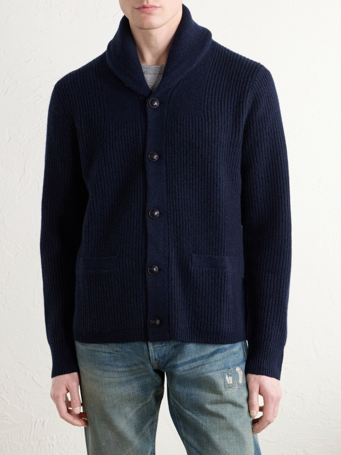 RRL - Shawl-Collar Cashmere Cardigan - Blue