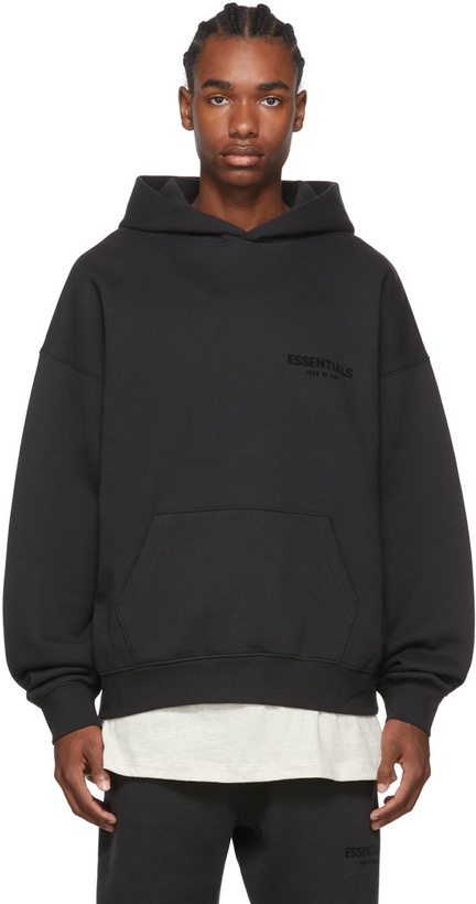 Photo: Fear of God ESSENTIALS Black Cotton Hoodie