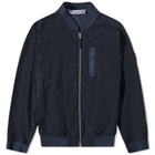 Stone Island Men's Cupro Cotton Twill Bomber Jacket in Navy