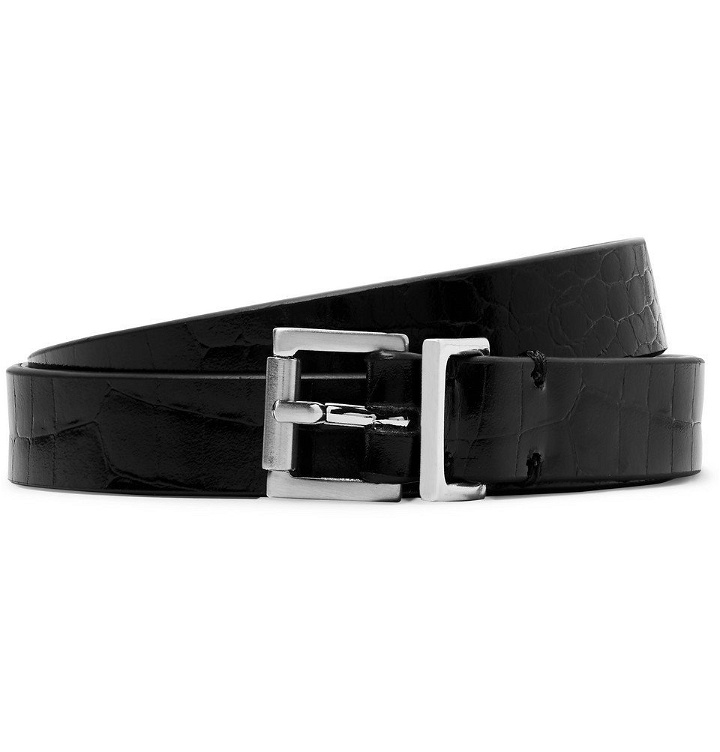 Photo: Maison Margiela - 1.5cm Black Croc-Effect Leather Belt - Black
