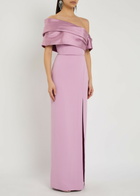 Solace London Alexis Off-the-shoulder Crepe Maxi Dress Lilac