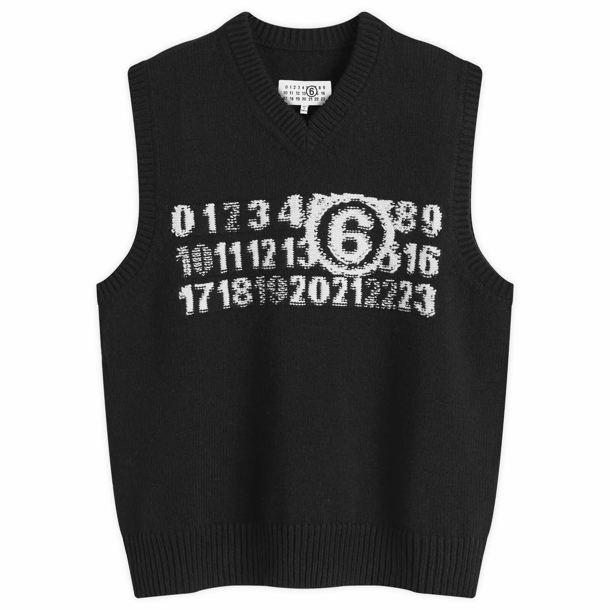 MM6 Maison Margiela Men's Number Logo Knit Vest in Black MM6