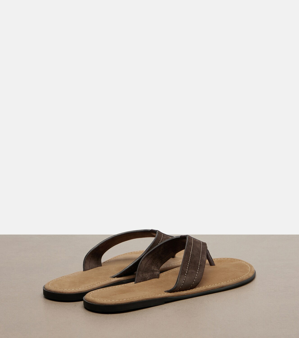 The Row Beach leather-trimmed suede thong sandals