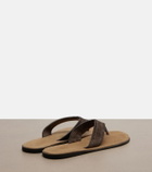 The Row Beach leather-trimmed suede thong sandals