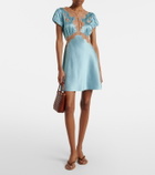 Dôen Junia lace-trimmed silk satin minidress
