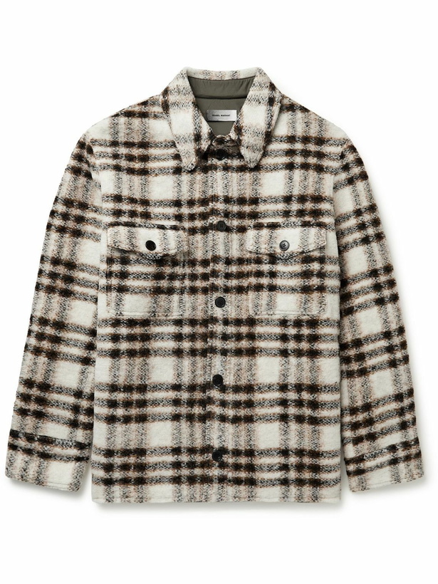 Photo: Isabel Marant - Kervont Checked Wool-Blend Bouclé Overshirt - Neutrals