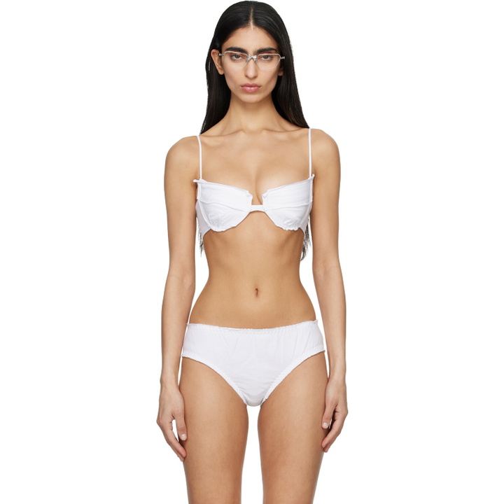 Photo: SHUSHU/TONG White Raw Edge Bralette & Briefs Set
