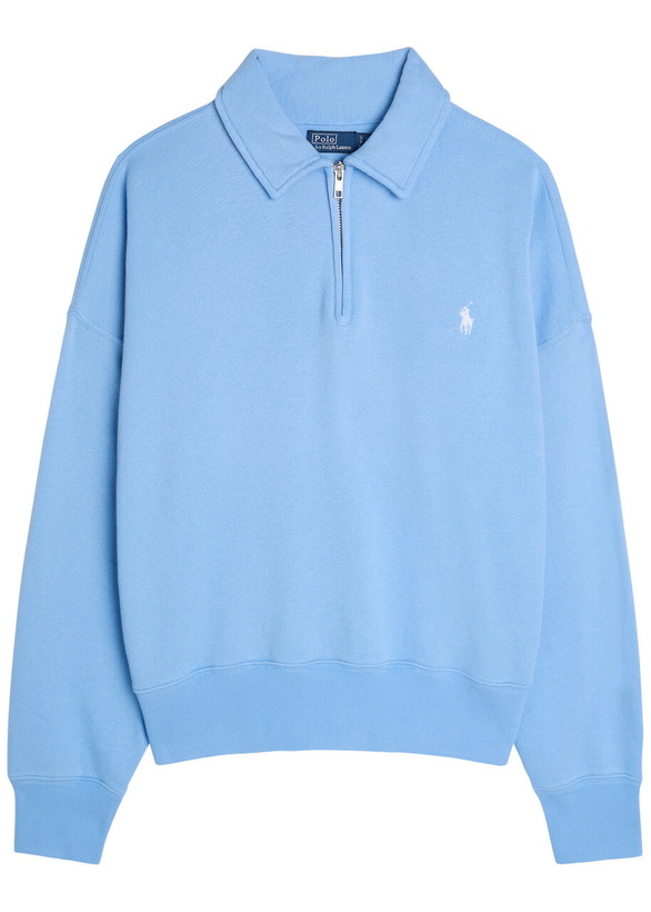 Photo: Polo Ralph Lauren Logo-embroidered Cotton-blend Polo Sweatshirt Light Blue