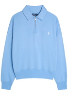 Polo Ralph Lauren Logo-embroidered Cotton-blend Polo Sweatshirt Light Blue