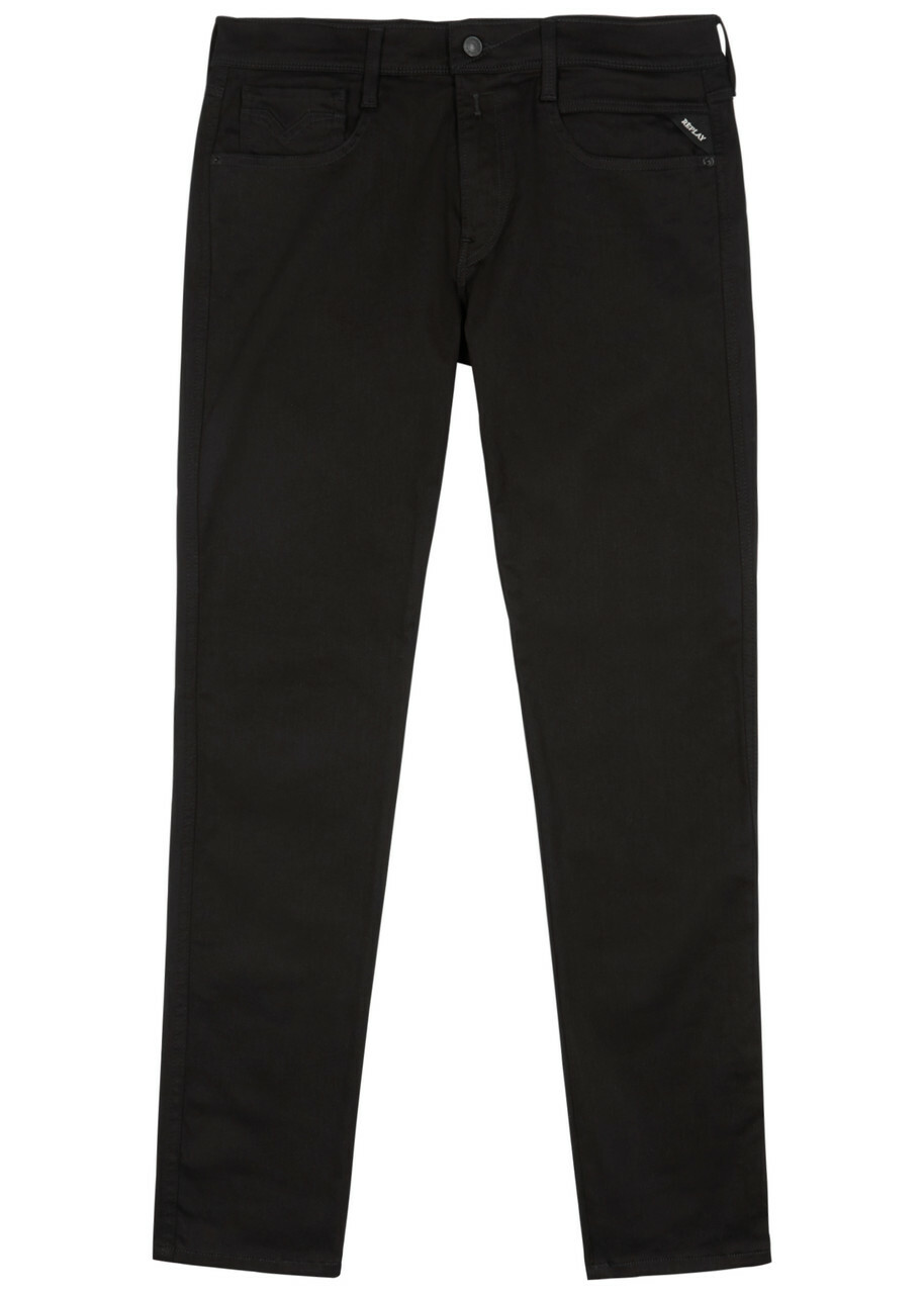 Replay Anbas Hyperflex Re-Used Slim-leg Jeans Black