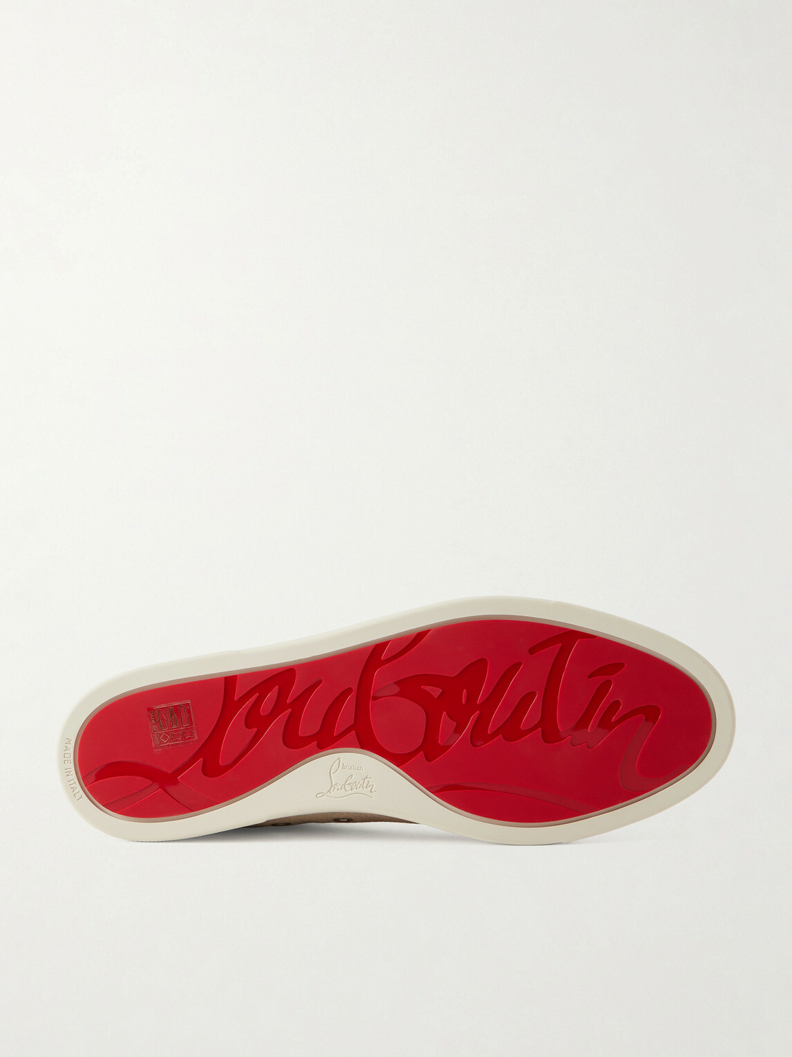 Christian Louboutin - Chambelisneak Embellished Nubuck Sneakers - Neutrals