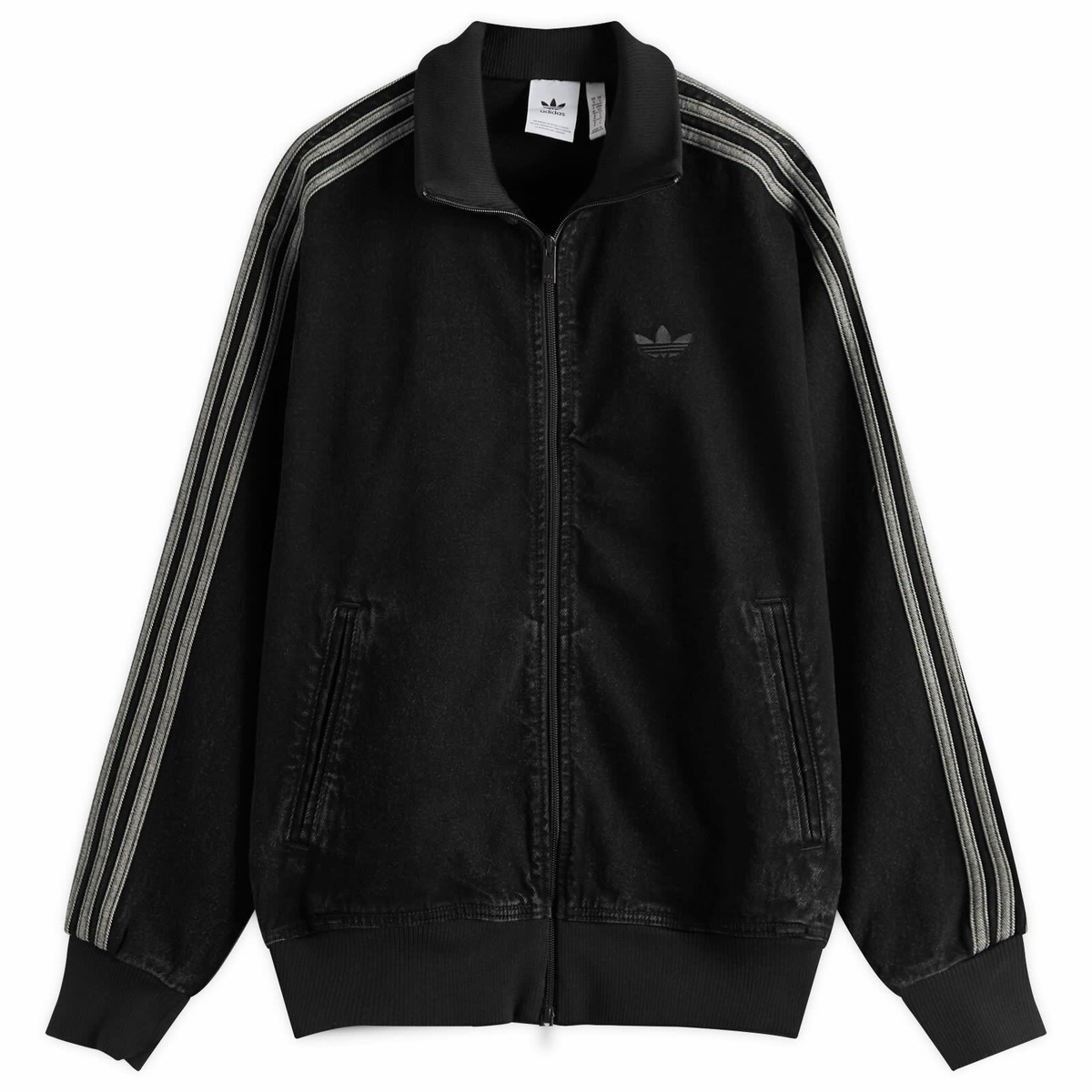 Adidas Denim Firebird Track Top in Medium Blue Denim adidas