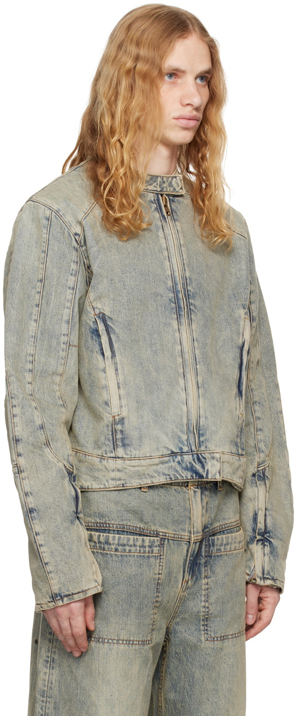 Entire Studios Blue Moto Denim Jacket Entire Studios