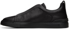 ZEGNA Black Triple Stitch Sneakers