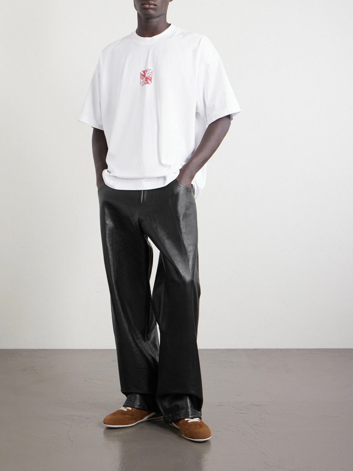 VETEMENTS - Straight-Leg Leather Trousers - Black