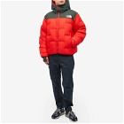 The North Face Men's x Undercover Soukuu Cloud Down Nupste Jacket in High Risk Red/Dark Cedar Green