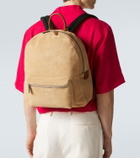 Kiton Leather-trimmed suede backpack