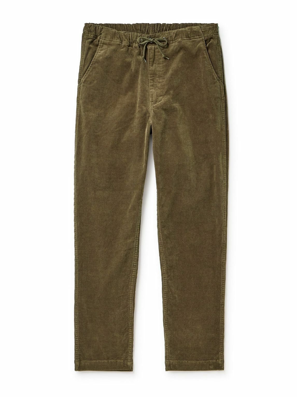 Photo: OrSlow - New Yorker Straight-Leg Cotton-Blend Corduroy Drawstring Trousers - Green