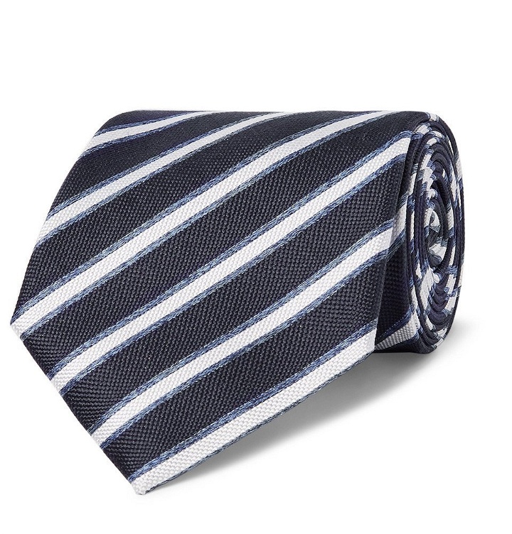 Photo: Giorgio Armani - 8cm Striped Silk-Jacquard Tie - Men - Blue