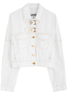 Ganni Contrast-stitch Denim Jacket White
