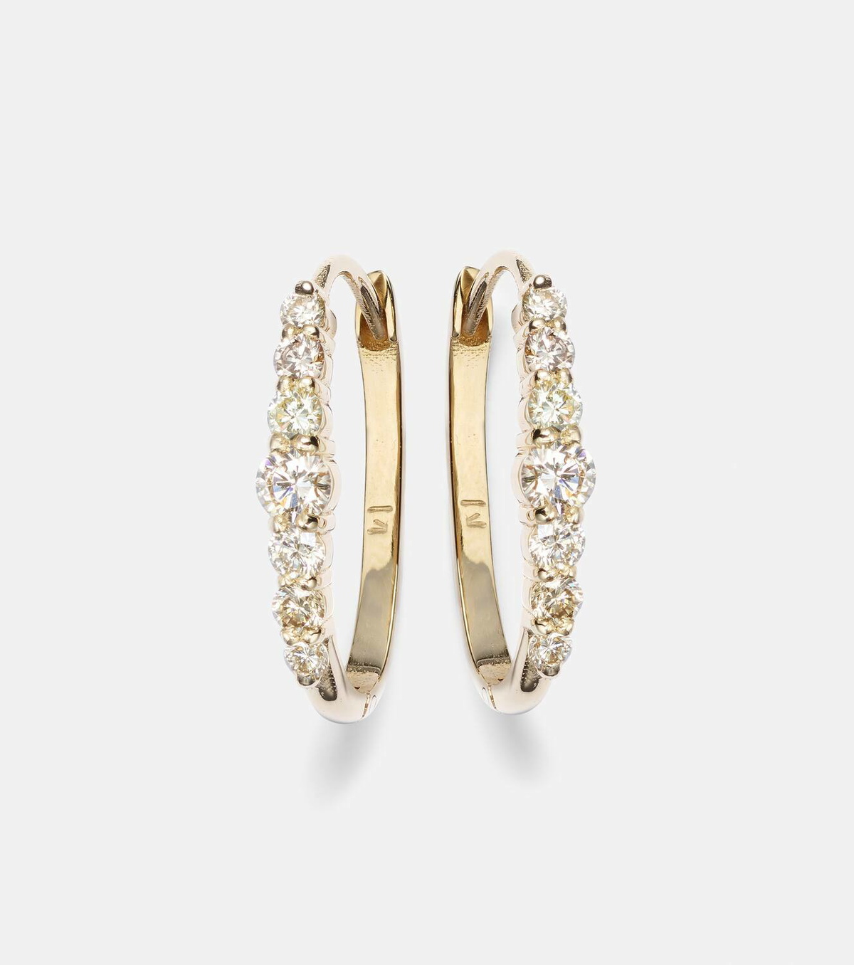Ileana Makri Rivulet Large 14kt gold hoop earrings with diamonds