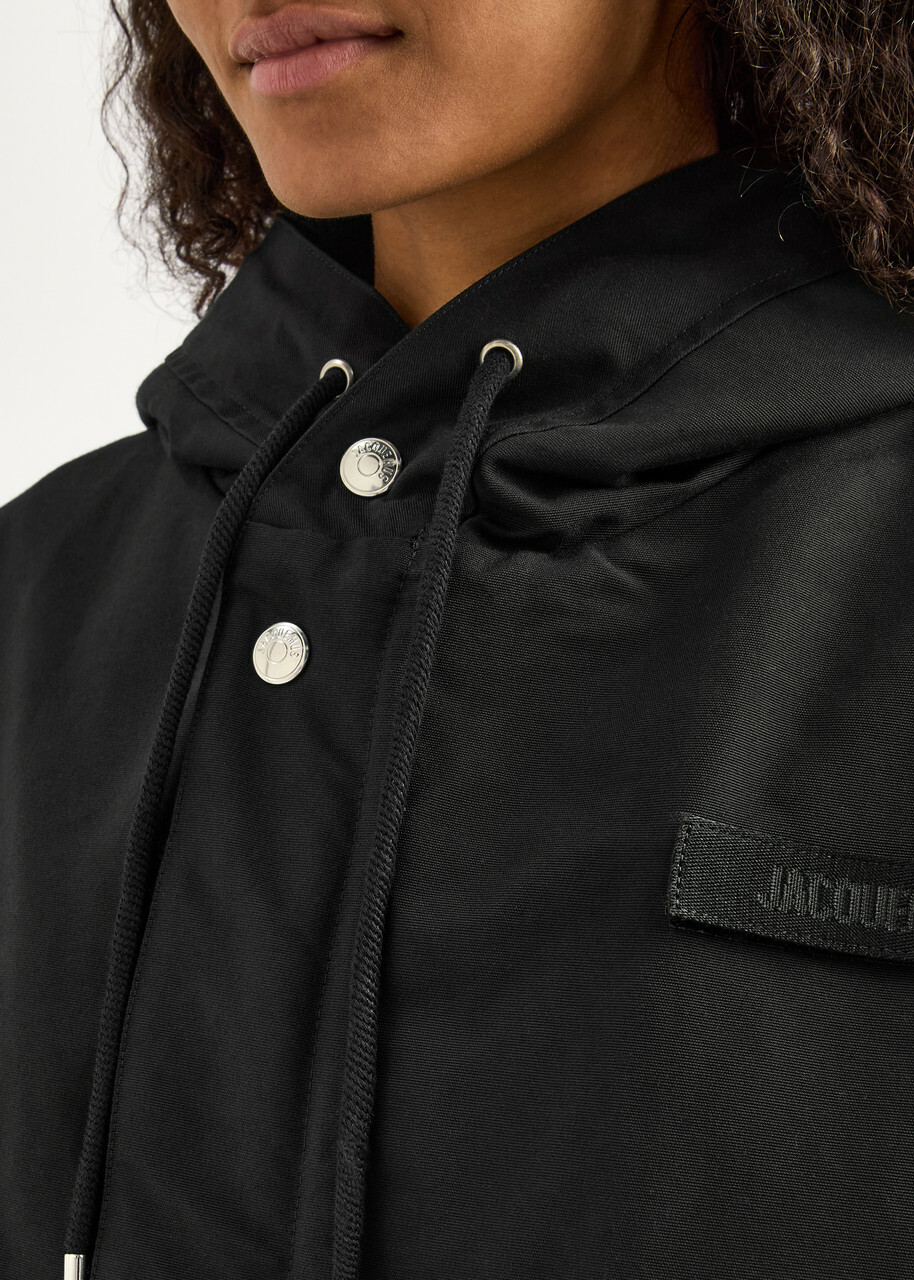 Jacquemus La Parka Courte Caraco Hooded Canvas Jacket Black