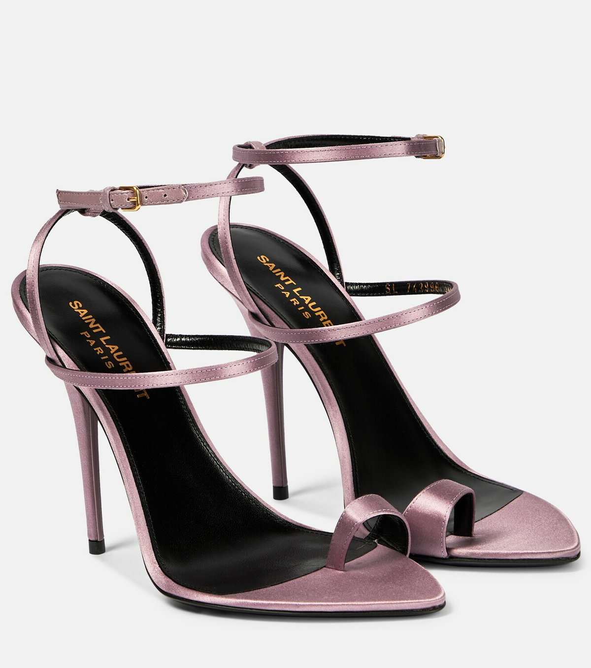 サンダル・ミュール Saint Laurent Women's Black Satin Sandals Saint Laurent Opyum 110 silk satin sandals Saint Laurent