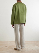 Kartik Research - Jodhpur Embroidered Suede-Trimmed Cotton Jacket - Green