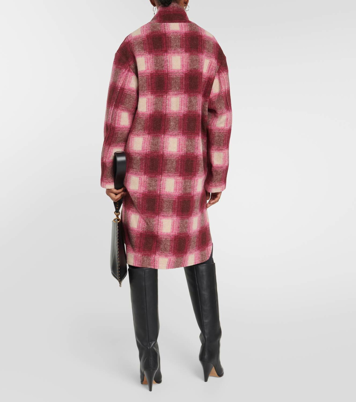 Sabine checked wool-blend coat