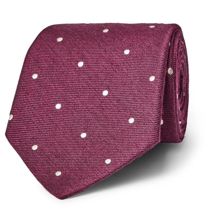 Photo: Paul Smith - 8cm Polka-Dot Silk and Wool-Blend Tie - Burgundy