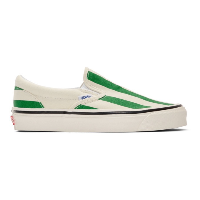 Photo: Vans Green and White Striped Classic 98 DX Slip-On Sneakers