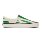 Vans Green and White Striped Classic 98 DX Slip-On Sneakers
