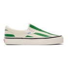 Vans Green and White Striped Classic 98 DX Slip-On Sneakers