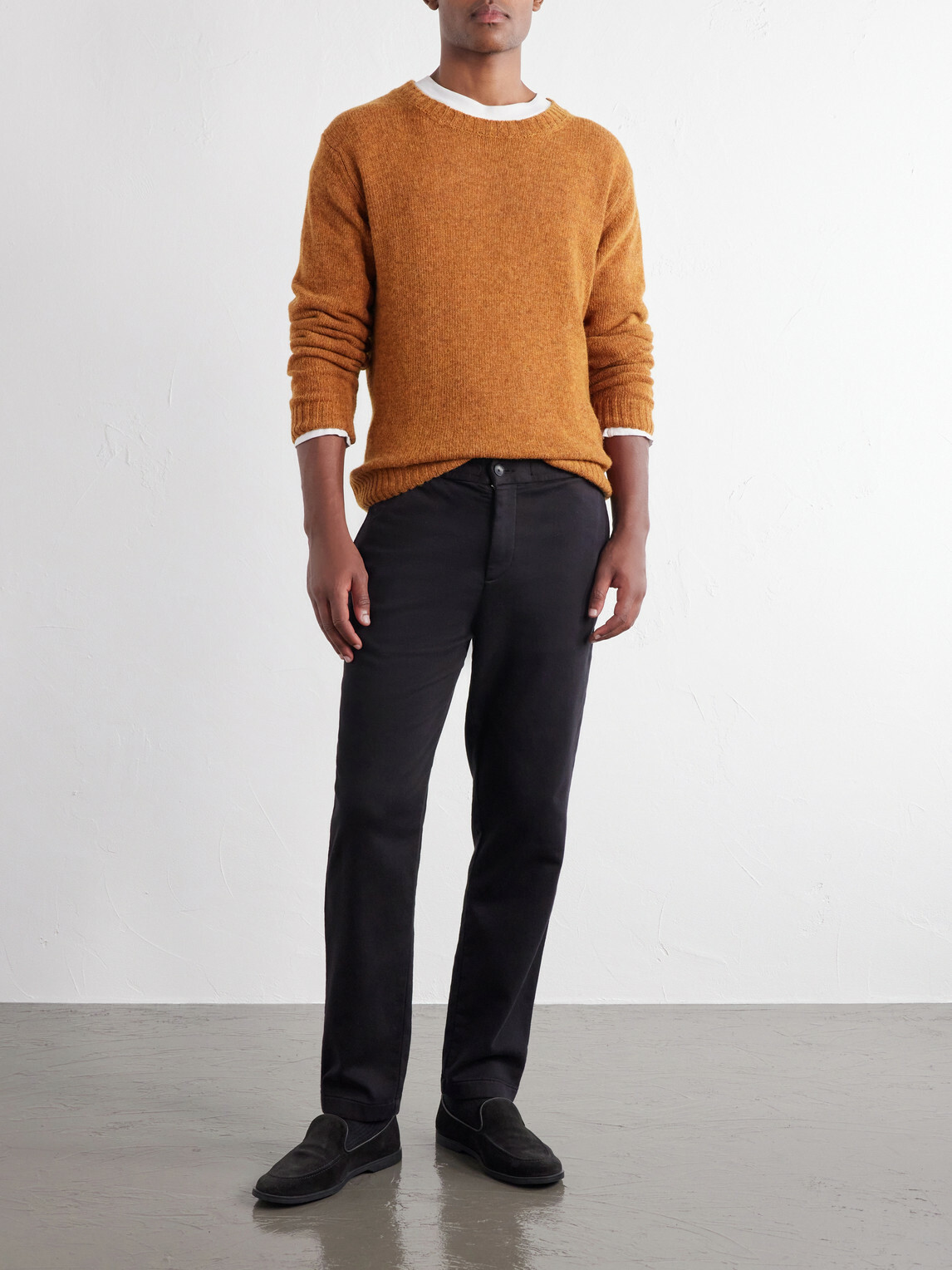 Mr P. - Tapered Cotton-Blend Jersey Drawstring Sweatpants - Black