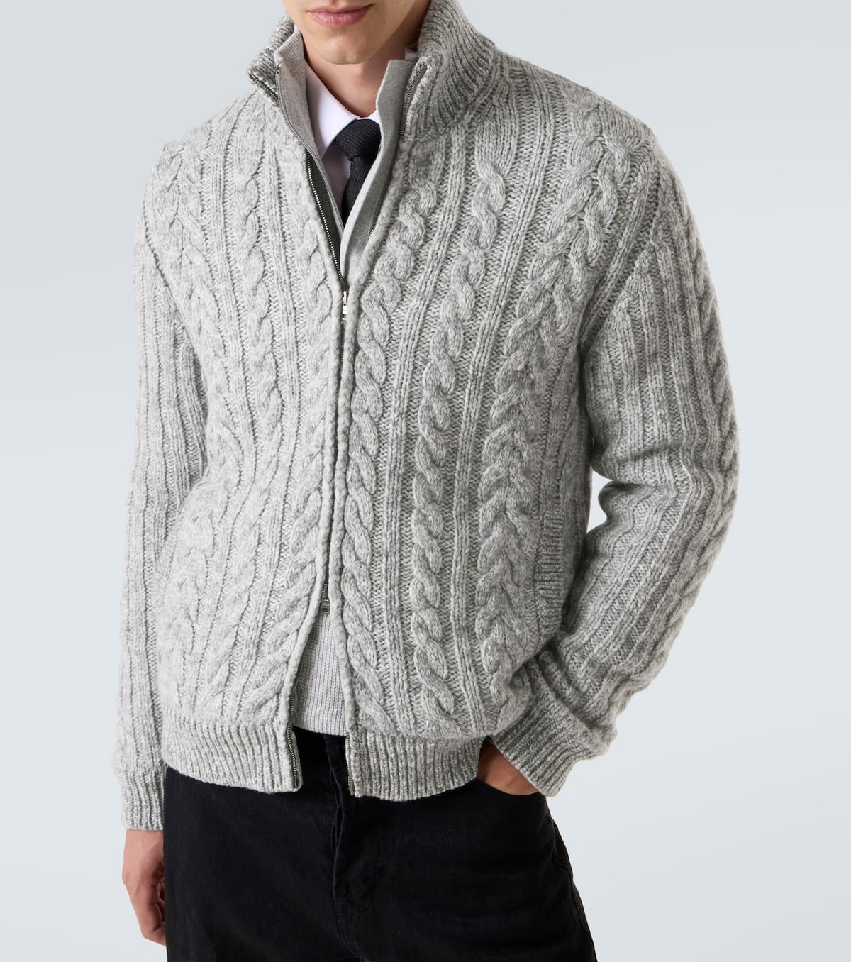 Herno Cable-knit wool jacket