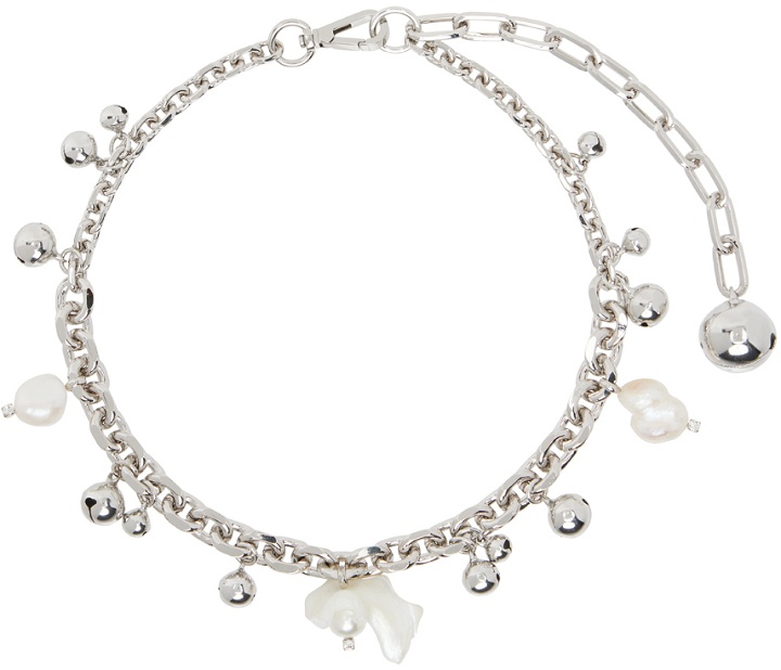 Photo: Simone Rocha Silver Bell Charm & Pearl Chain Necklace