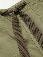 KAPITAL - Easy Baker Straight-Leg Embellished Herringbone Cotton-Twill Drawstring Trousers - Green