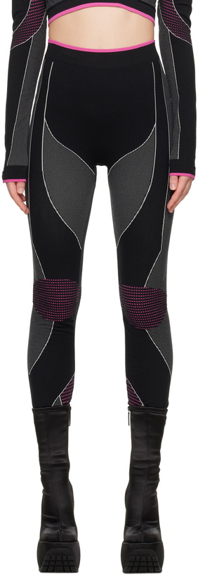 Photo: Balmain Black & Pink Rossignol Edition Seamless Leggings