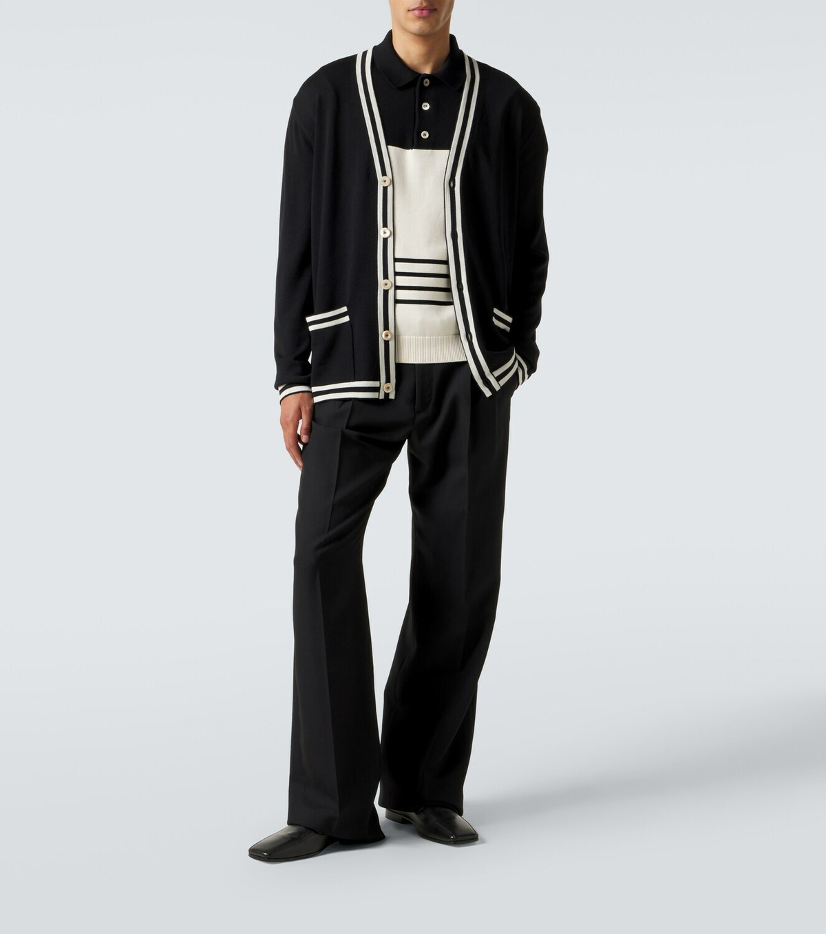 Valentino VLogo striped cotton polo sweater