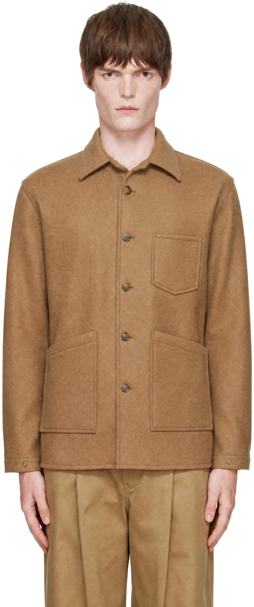 Comme des Garçons Homme Tan Wool Beaver Bonding Jacket