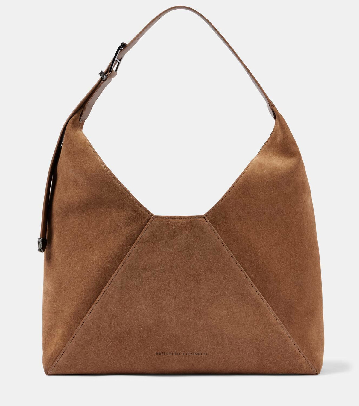Brunello Cucinelli Large paneled suede shoulder bag Brunello Cucinelli