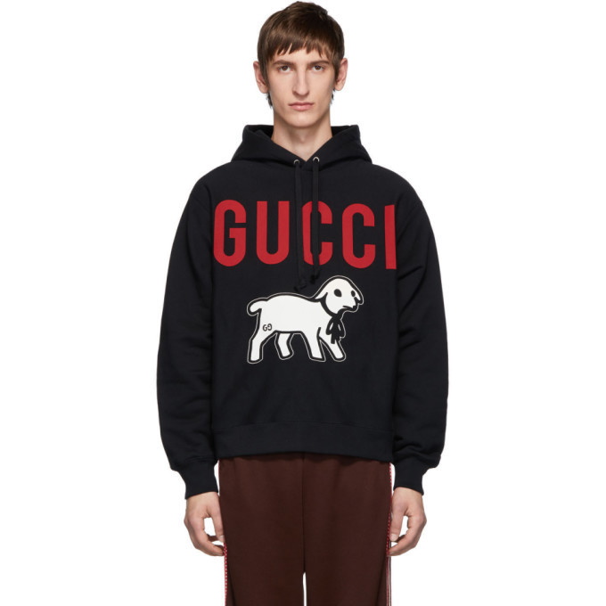 Photo: Gucci Black Oversized Lamb Hoodie