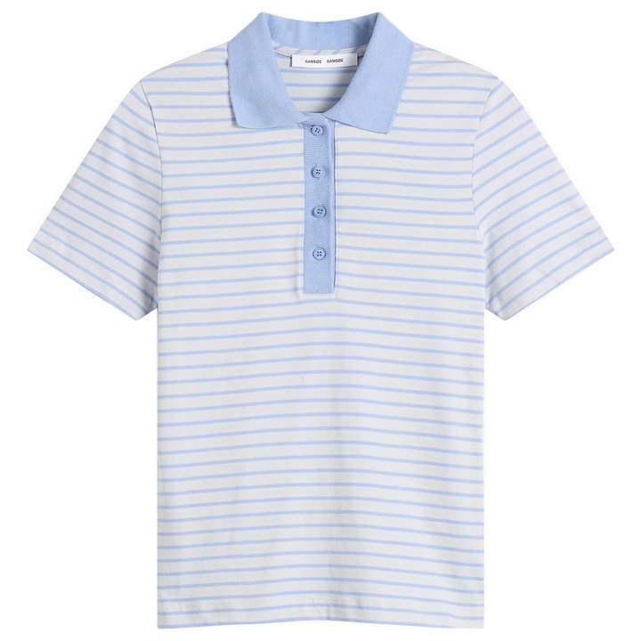 Photo: Samsøe Samsøe Women's Saella Short Sleeve Polo Top in Bel Air Stripe