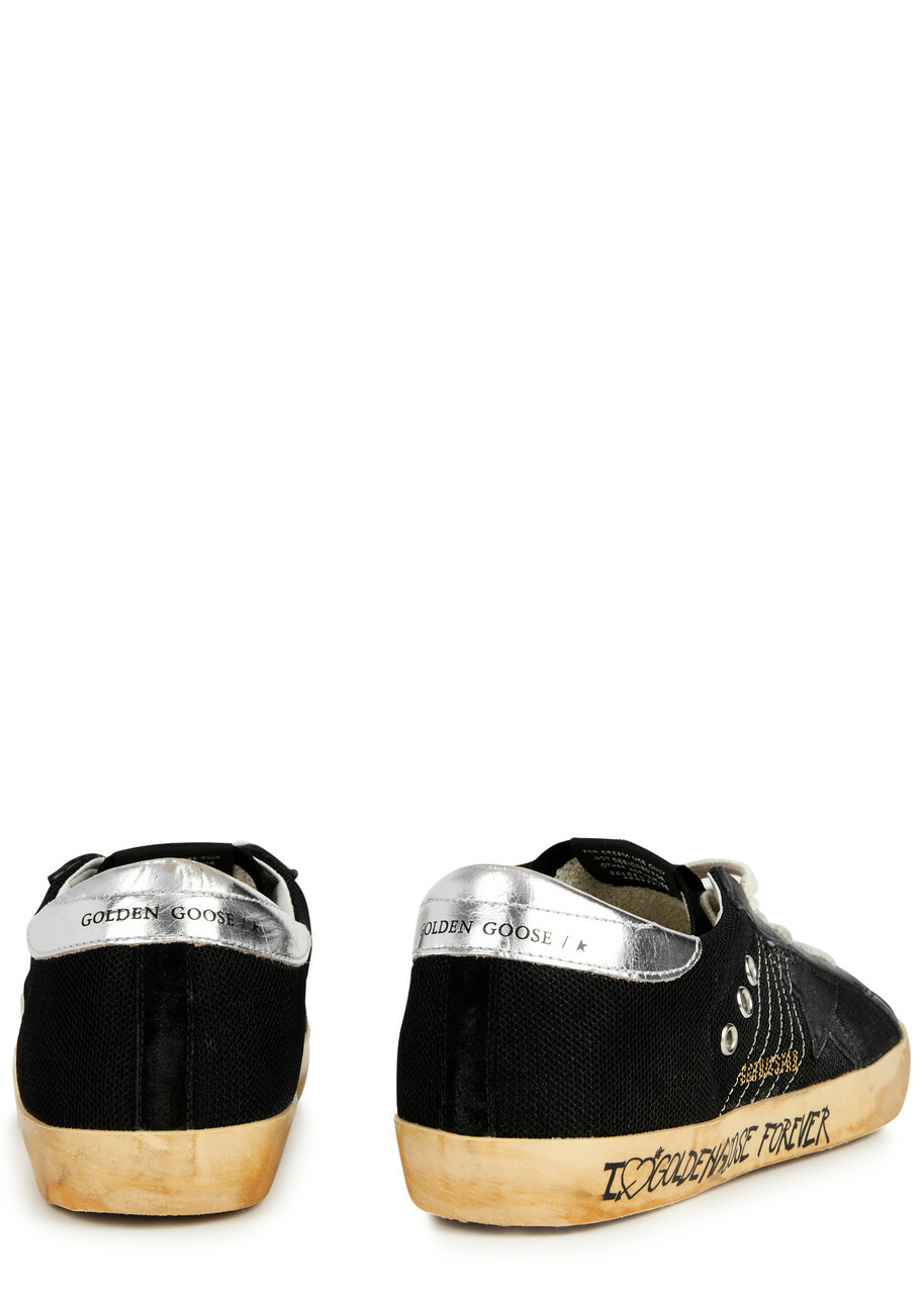 Golden Goose Super-Star Distressed Mesh Sneakers Black