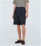 Giorgio Armani Pleated cotton-blend Bermuda shorts