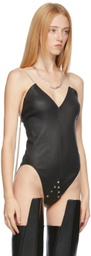 Rick Owens Black Leather Sally Bodysuit